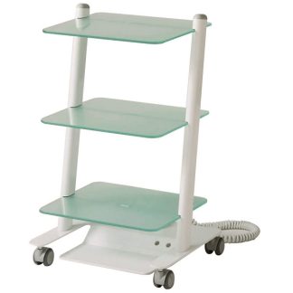 Carro con 3 baldas de cristal y 2 enchufes